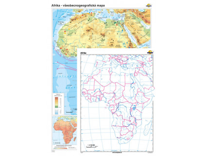 Afrika - všeobecnogeografická mapa + slepá mapa DUO 120x160cm 