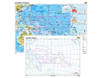 Austrália a Oceánia všeobecnogeografická mapa + slepá mapa DUO 160x120cm
