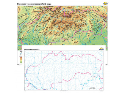 Slovensko - všeobecnogeografická mapa + slepá mapa DUO 140x100cm