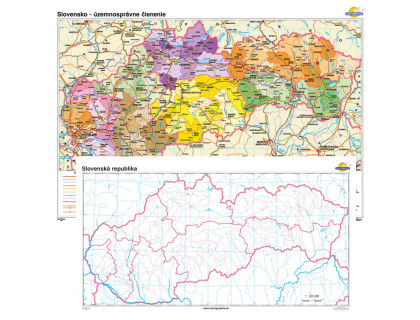 Slovensko - územnosprávne členenie + slepá mapa DUO 140x100cm