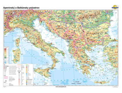 Apeninský a Balkánsky polostrov mapa 140x100cm