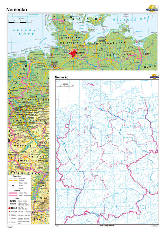 Nemecko Všeobecnogeografická Slepá Mapa Duo 140x100cm